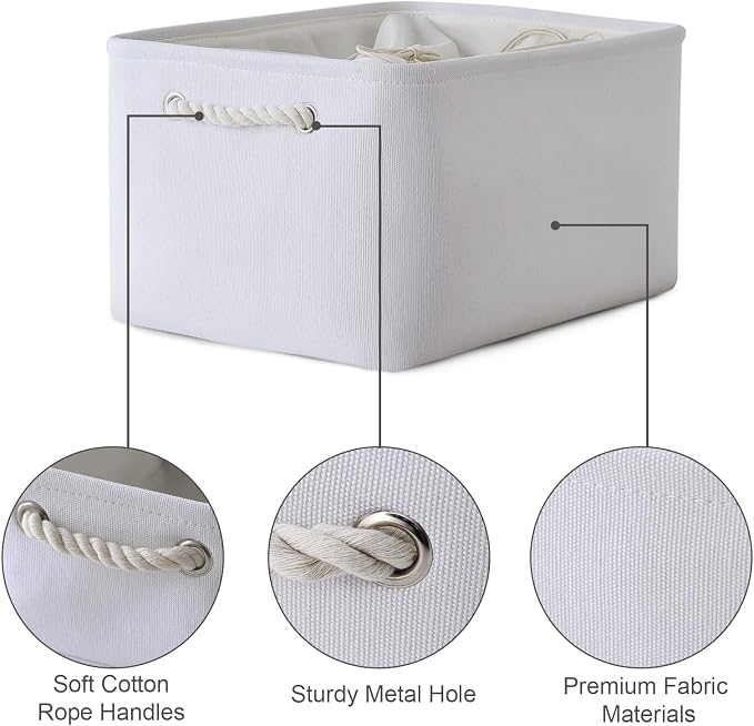Storage Basket for Gifts Empty - X Large - 3 Pack 17.7L×13.8W×9.8H in Collapsible Storage Bin for Shelves, Toy Box Storage for Gifts Book Laundry (White) - Image 6