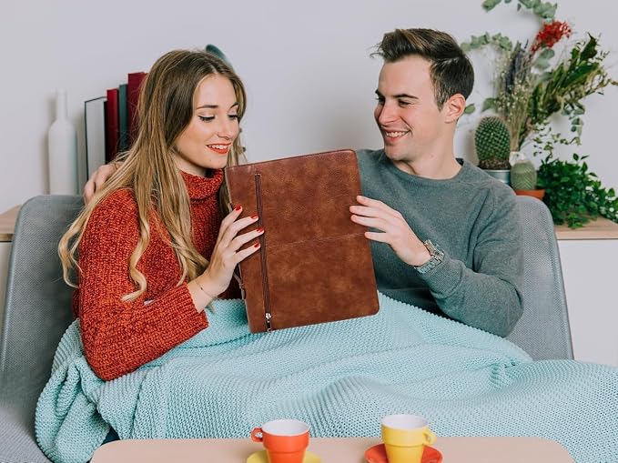 AZXCG Personalized Leather Portfolio,Free Engraved Name,Padfolio for Women Organizer with Zippered, A4 Notepad Holder, Portfolio with Handle,Business Portfolio with A4 Writing Pad,Gift for Men&Women - Image 7