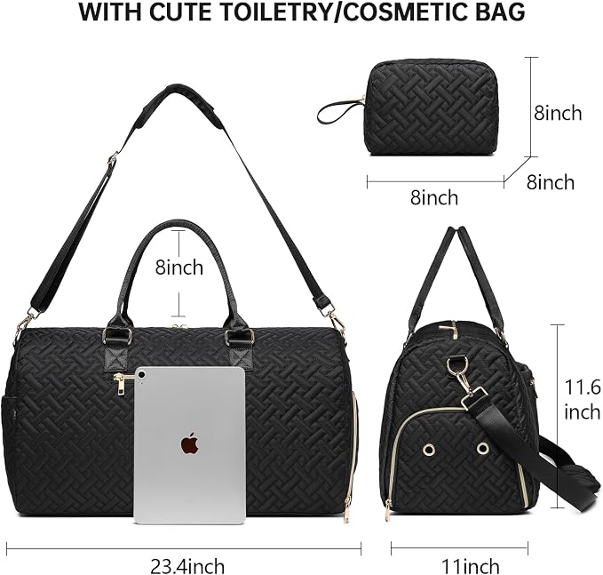 Duffle Bag for Travel, Weekender Bag with Shoe Compartment, Carry On Overnight Bag for Women with Toiletry Bag, Gym Bag with Wet Pocket, Hospital Bags for Labor and Delivery Beige - Image 6