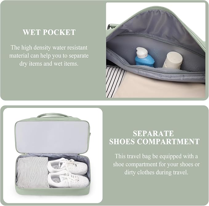 Weekender Bags for Women, Personal Item Travel Bag with Shoes Compartment | Overnight Travel Duffel Bag with Toiletry Bag, Airplane Friendly Carry-On Bag - Image 5