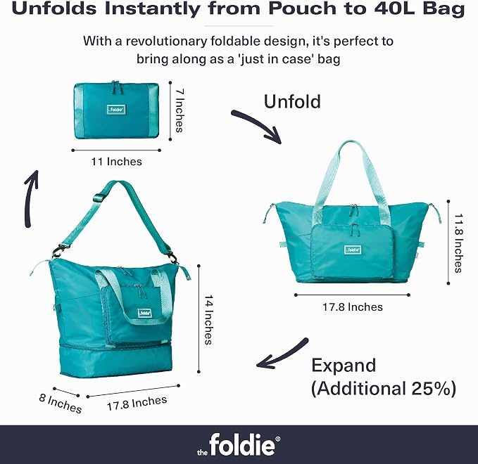 The Foldie Foldable Travel Bag for Women - 40L Weekender Bag with Multiple Pockets - Carry On Expendable Travel Bag - Image 2