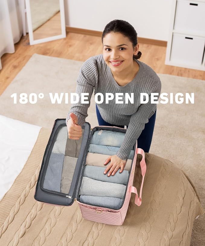 Weekender Bags for Women, Wide Open Large Travel Duffle Bag with Shoe Compartment, Overnight Hospital Bag For Women Labor Delivery, Carry on Bag Personal Item Travel Bag with Wet Pocket (Pink) - Image 2