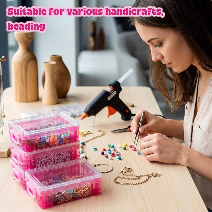 Suzile 40 Pcs Plastic Crayon Boxes Holds 24 Crayon with Snap Lid Storage Container Clear Stackable Case for School Office Classroom Supplies Pen Pencil Craft(Red) - Image 7