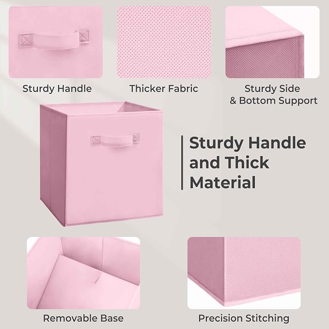 11x11 Storage Bins, Set of 3 Storage Cubes, Collapsible Cube Storage Box, Fabric Closet Organizers with Handles for Home, Office, Closet Shelf Cabinet, Bookcase, Multi-Color - Image 3