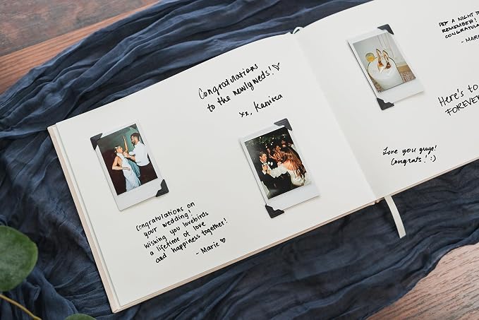 Personalized Guest Book - Premium Custom Guest Signing Book with Bookmark and Blank Pages for Wedding Reception Table Decoration Engagement Birthday Party Event, Oats, 11.5" x 8.5", Font 2 - Image 6