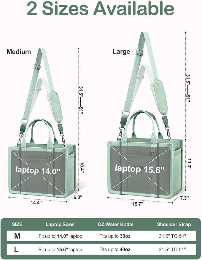 BESBESME Women’s Canvas Tote Bag with Zipper and Compartments – Multi-Pocket Laptop Work Crossbody Shoulder Tote Purse - Image 4