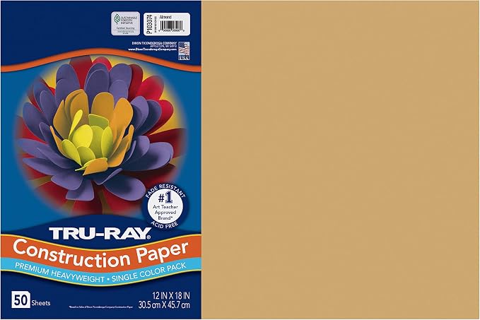 Tru-Ray Construction Paper, Almond, 12" x 18", 50 Sheets by Tru-Ray%C2%AE