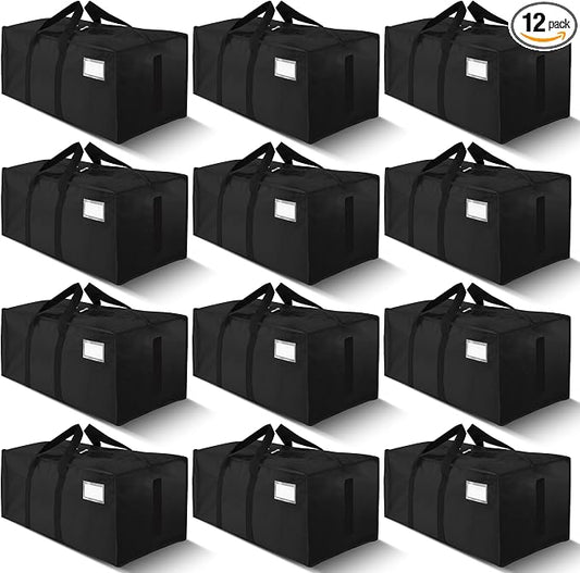 HOMESURE Supports 200lbs Heavy Duty Moving Bags - Strong Zipper & Wrap-Around Handles - Water-Resistant Storage Totes, Durable Alternative to Moving Boxes - 12 Pack - Black by HOMESURE