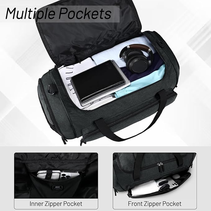 MIER Large Gym Bag for Men 60L Duffel Bag with Shoe Compartment | Lightweight & Durable Sports Duffles; Suited for Workout Fitness Travel Weekender; Water Resistant; Adjustable Shoulder Strap - Image 3