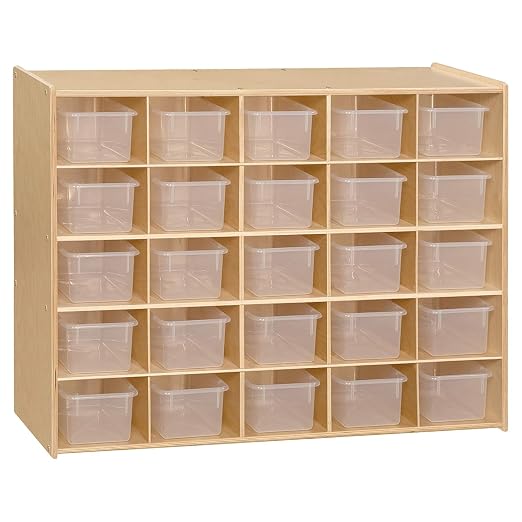 Contender 25 Cubbies Tray Cabinet, Kids Toy Storage Organizer, 100% Birch Plywood Cabinet for Kindergarten, Homeschool, Preschool Art and Craft Supplies by Contender