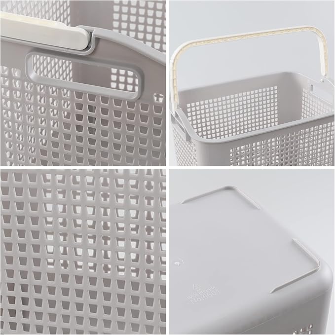 Asking 4-Pack 35 L Plastic Laundry Baskets, Gray Clothes Basket with Handle | Double Carry Handles, Sturdy Plastic, Perfect for Laundry, Towel, Toy Organizing - Image 3