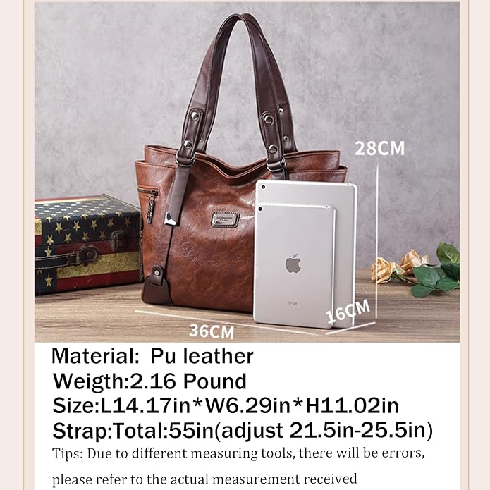Handbags and Purses for women Vegan Leather Tote Bag for Women Satchel Shoulder Bags Travel Purse with Compartments - Image 5