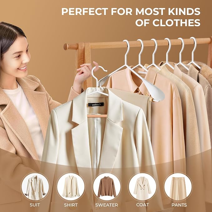 16.7 Inch Wooden Wide Shoulder Hangers for Sweater,Coat,Suit,20 Pack | Heavy Duty,No Shoulder Bump,Non-Slip,Space Saving,Hanger for Coat,Sweater,Jacket,Thick Clothes,Pants,Skirt,For Men Women - Image 6