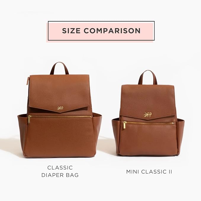 Freshly Picked Mini Diaper Bag II Backpack – Premium Vegan Leather Small Baby Bag without Changing Pad, Compact, Lightweight & Stylish for Moms On-the-Go, Cognac - Image 6