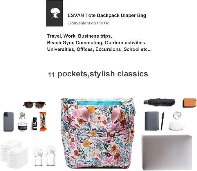Diaper Tote Bag Totepack Backpack Crossbody Bag 3 in 1 for Women Laptop Backpack Multifunctional with Insulated Pockets - Image 6