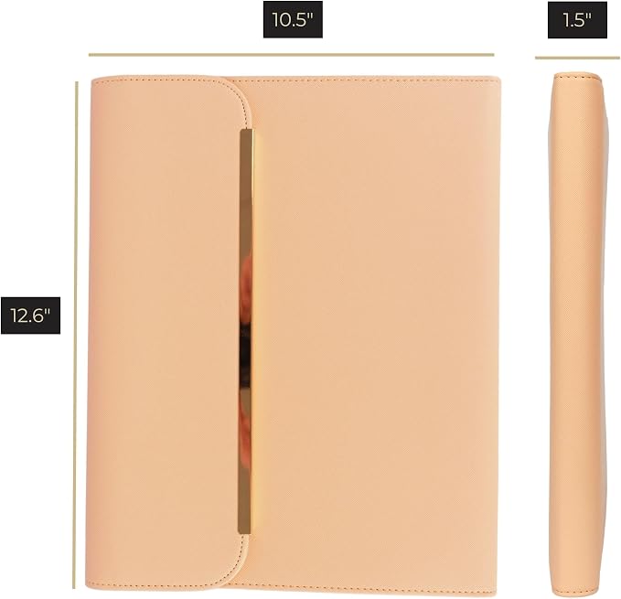 BLU MONACO | Peach Beige Vegan Leather Padfolio | Professional Portfolio Binder with Magnetic Closure and Gold Trim | 8.5 x 11 Business Organizer Case for Women - Image 6