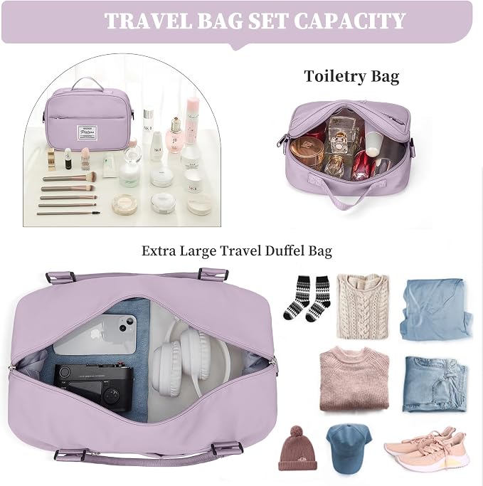 Weekender Bags for Women, Carry-On Overnight Travel Duffel Bag | Travel Bag with Shoes Compartment & Toiletry Bag, Extra Large - Image 2
