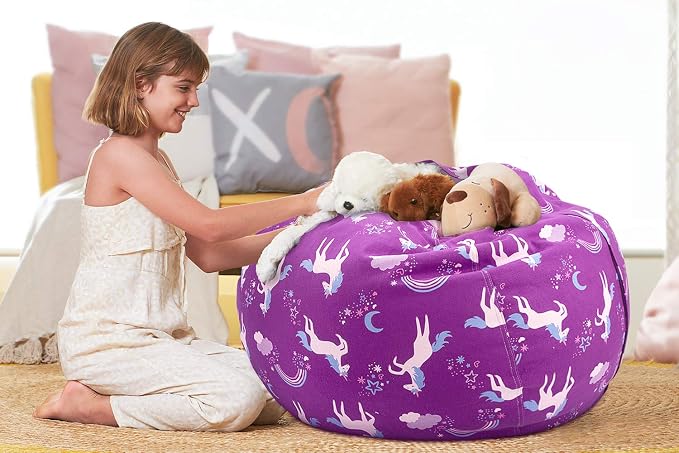 Aubliss Stuffed Animal Bean Bag Storage Chair | (Purple Unicorn, Large (38'')) - Image 2