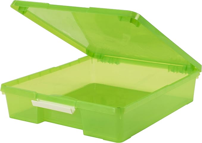 Storex Classroom Craft Project Box – Stacking Plastic Organizer Fits 12x12 Scrapbooking Paper, Green, 5-Pack (63207U05C) - Image 6