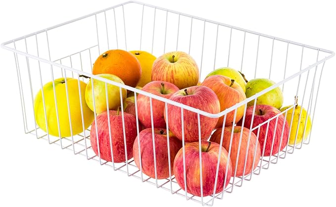 Freezer Organizer Bins - 3 Pack Stand Up Freezer Baskets for 16，17，21 cu.ft Upright Freezer, Wire Storage Baskets with Built-in Handles, Easy to Access Frozen Food Allow Air Circulation, White - Image 3