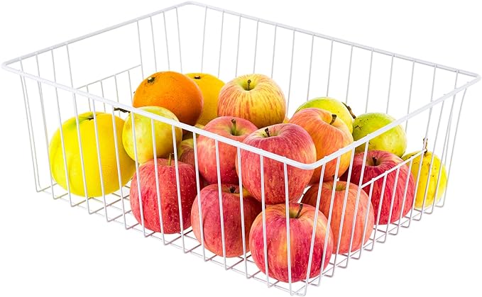 Upright Freezer Organizer Bins， Freezer Baskets for 16, 17, 21 cu.ft Standup Freezer, Wire Storage Baskets with Built-in Handles for Frozen Foods, Snacks, Vegetables, Fruits and More, Set of 6 , White - Image 2
