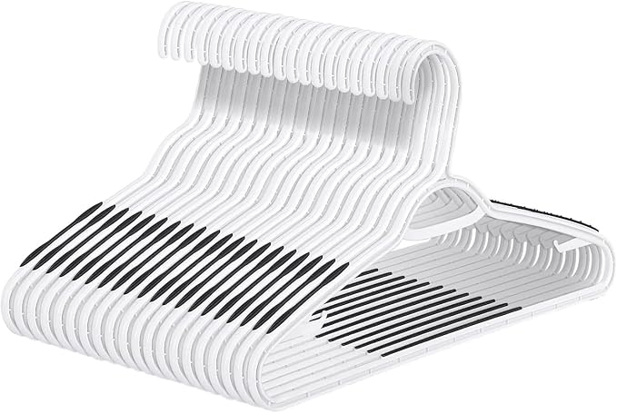 Plastic Hangers 50 Pack - Non Slip Clothes Hangers,Holds up to 18 lbs, Slim Space Saving Hangers for Suit,Dress,t Shirts,Blouse,Coats, Pants (White) by Unknown