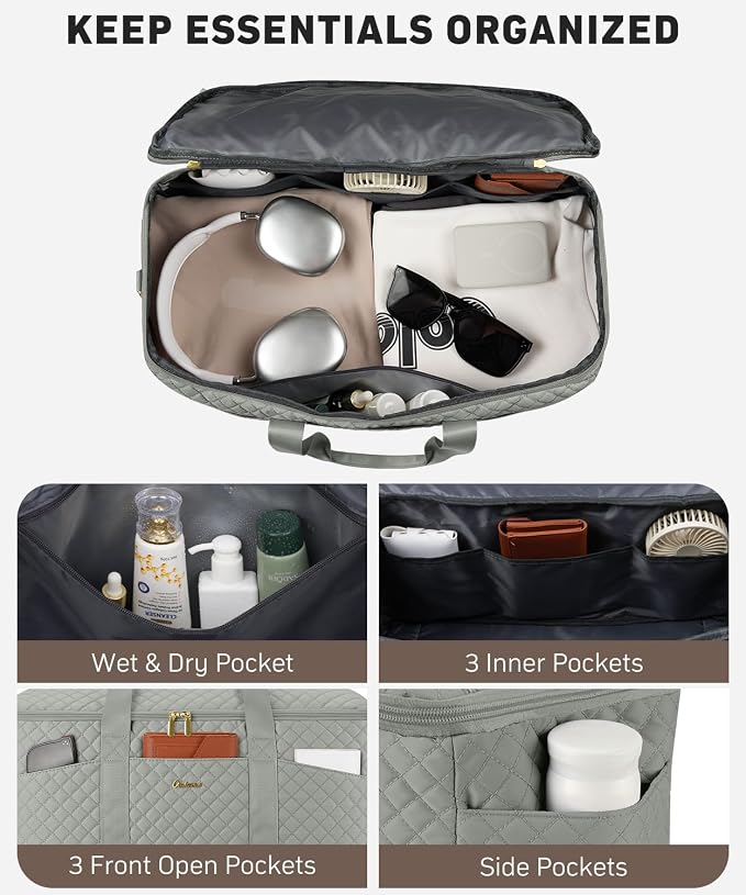 Duffle Bag for Travel, 40L Weekender Bag with Shoe Compartment, Carry On Overnight Bag for Women with Toiletry Bag Duffel Bags with Wet Pocket for Gym Hospital Bags for Labor and Delivery Dark Green - Image 2