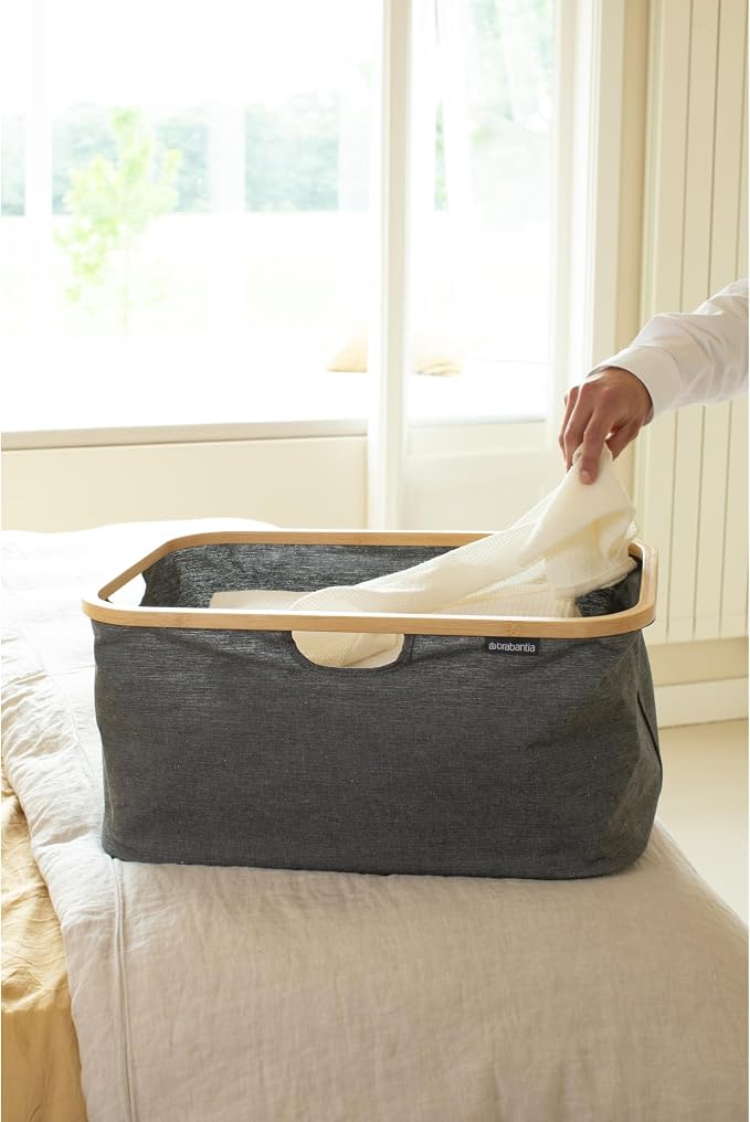 Brabantia - Foldable Laundry Basket 10.6 Gal - Water Resistant Hamper for Wet & Dry Laundry - Storage Basket for Clothes & Linen - Bamboo Rim for Easy Grip - Garment Washing - Pepper Black - Image 9