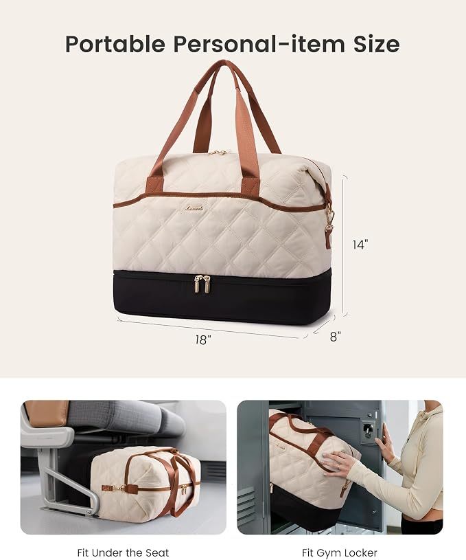 LOVEVOOK Travel Carry On Bag for Women, Lightweight Weekender Bags with Shoe Compartment, Wet Pocket, Hospital Overnight Bags for Women Labor Delivery, Personal Item Duffle Bag for Gym, Sport - Image 6