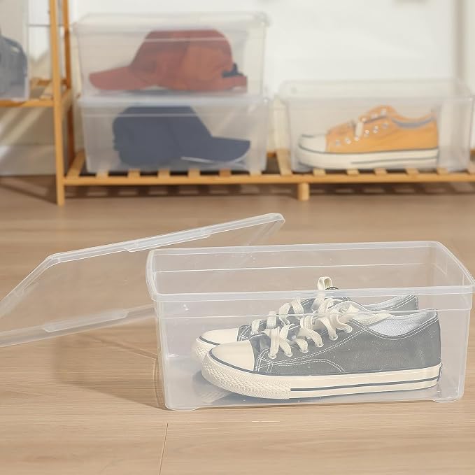 novelinks 6 Pack 6 Quart Clear Plastic Storage Bins with Lids, Shoe Boxes | Shoe Bins, Shoe Containers, Clear Shoe Storage Boxes, Shoe Boxes Clear Plastic Stackable, Craft Organizers and Storage - Image 7