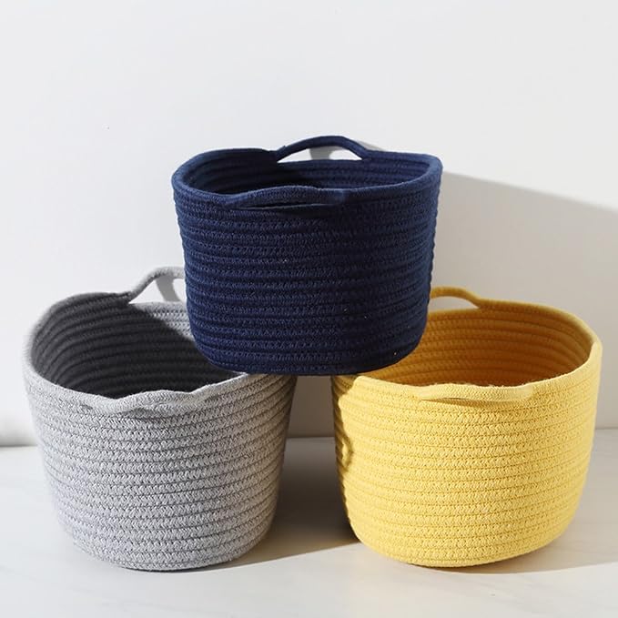 3Pack,Cotton Rope Basket,Woven Storage Basket,Toy Baskets,Baby Nursery toys, S 15.4 x 9.4 inches (39 x 24 cm) - Image 4