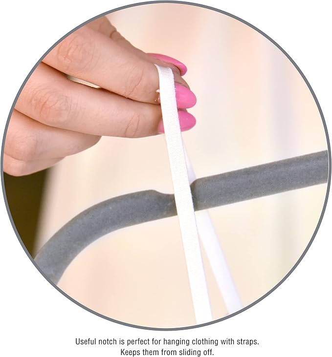 Velvet Hangers, Ultra Slim Space Saving, notches, tie bar, Swivel Hook, with 20 Bonus Matching Velvet Finger Clips. 30 Pack (Charcoal) - Image 7