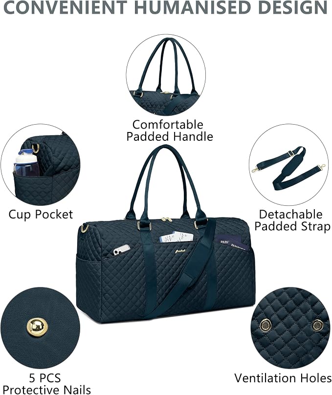 Women Weekender Travel Duffle Bag: Travel Duffel Overnight Bags with Shoe Compartment Large Carry on Tote with Toiletry Bag Weekend Traveling Yoga Gym Hospital Bag for Women with Wet Pocket - Image 4