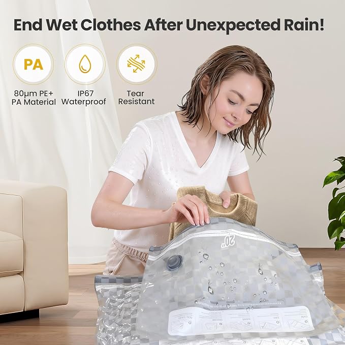 15 Pack Vacuum Storage Bags for Travel with Digital Display Air Pump,Carry-on Packing Bags for Luggage and Suitcase,Space Saver for Clothes - Image 3