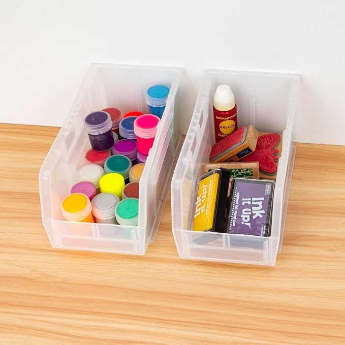 Akro-Mils 30230 AkroBins Plastic Storage Bins, 11"x5"x5", Clear, 12-Pack | Space-Saving Stackable Bins for Garage, Pantry, Craft Organization - Image 8