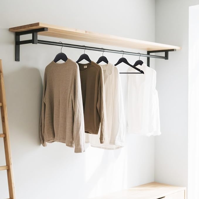 Wooden Clothes Hangers with Pants Bars, Black, 72-Pack | Heavy Duty Solid Wood Suit & Coat Hangers with Swivel Hook & Shoulder Notches, for Shirts, Jackets, Dresses & Trousers - Image 6