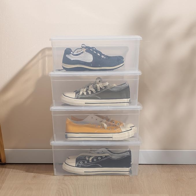novelinks 12 Pack 6 Quart Clear Plastic Storage Bins with Lids, Shoe Boxes | Shoe Bins, Shoe Containers, Clear Shoe Storage Boxes, Shoe Boxes Clear Plastic Stackable, Craft Organizers and Storage - Image 8