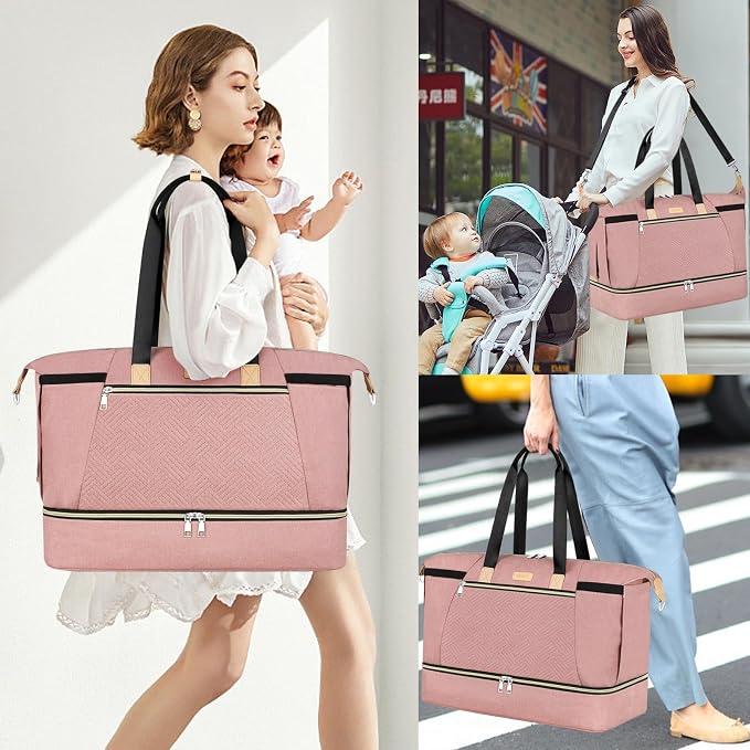 Diaper Bag Tote for Baby 7PCS, Large Mommy Bag with Portable Changing Pad | Multifunctional Hospital Bags for Labor and Delivery with Pacifier Case and Organizer Pouches,Travel Baby Bag for Boy Girl - Image 2