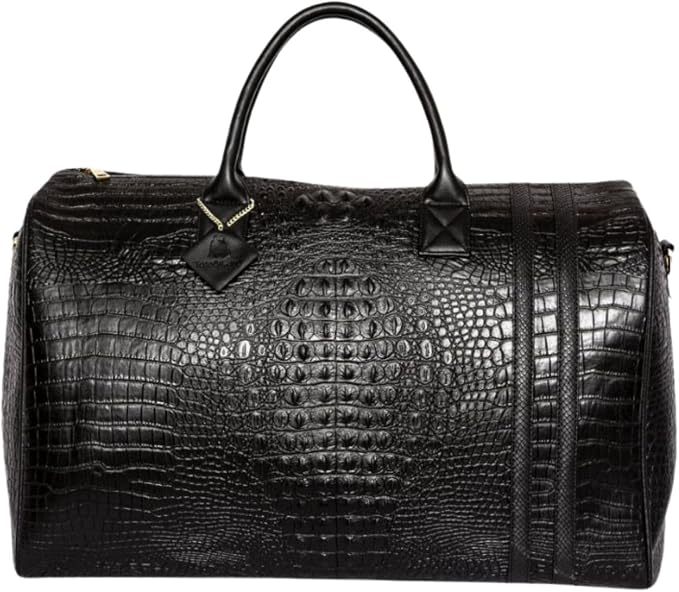 Tote&Carry Apollo 2 Duffle Bag for Travel Women & Men, TSA Approved Carry On Duffel Bag, Premium Vegan, Durable Weekender Luggage for All-Purpose Use (XL - Crocodile Skin, Black) by ToteCarry