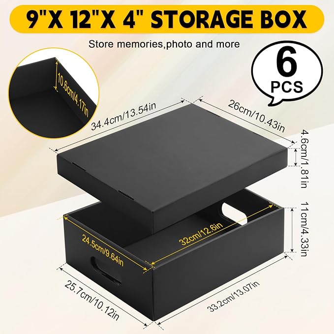 AOBOPLE 6 Pack Photo Storage Box,9" x 12" x 4" Archival Storage Box with Lids,Protective Storage Box for Photo,Pictures,9x12 Documents, Keepsakes and Jewelry Home and Office Organizer - Image 2