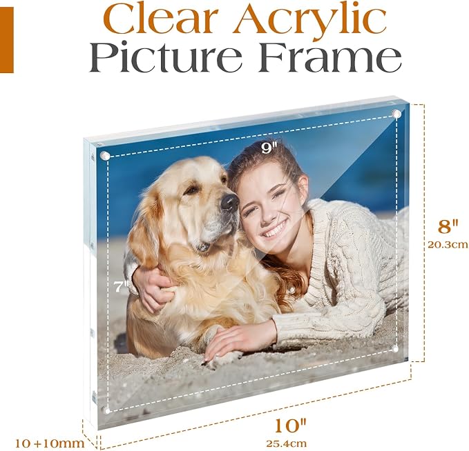 8x10 Acrylic Frame 6 Pack,20MM Thicker Frameless Clear Picture Frames | Freestanding Double Sided Magnetic Picture Frame,Acrylic Picture Frames for Desktop Display with Microfiber Cloth,Gift Ideal - Image 2