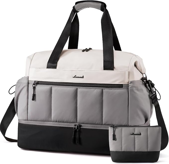 LOVEVOOK Travel Duffel Bag, Weekender Bags for Women, Large Overnight Bags with Shoe Compartment, 47L Carry on Gym Hospital Bag with Wet Pocket, 2 Pcs by LOVEVOOK