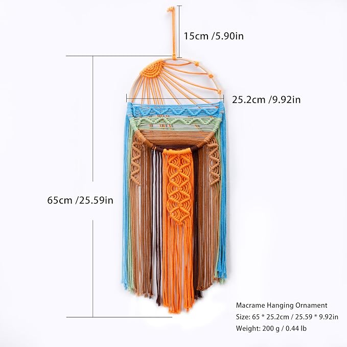 Artilady Macrame Wall Hanging Tapestry, Boho Sun Art Decor Dream Catcher | Large Wall Tapestry, Handmade Woven, Farmhouse Rustic, Colorful Sunrise Wall Art, Bedroom Living Room Apartment Home Decor - Image 4