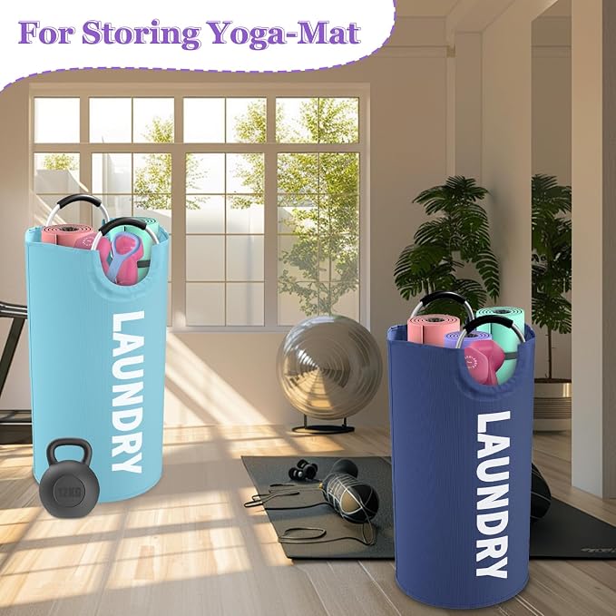 2Pcs 95L Large Clothes Hampers, Foldable Laundry Basket with Handles | IHOMAGIC Tall Laundry Bin, Water-Resistant Dirty Clothes Hamper, Portable Storage Basket for Family, Apartment,Blue+Navy Blue - Image 6