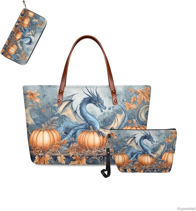 GIFTPUZZ Women Top Handle Bags Handbags with Zipper Leather Wallet Cash Card Phone Holder and Makeup Bag Set 3pcs - Image 5