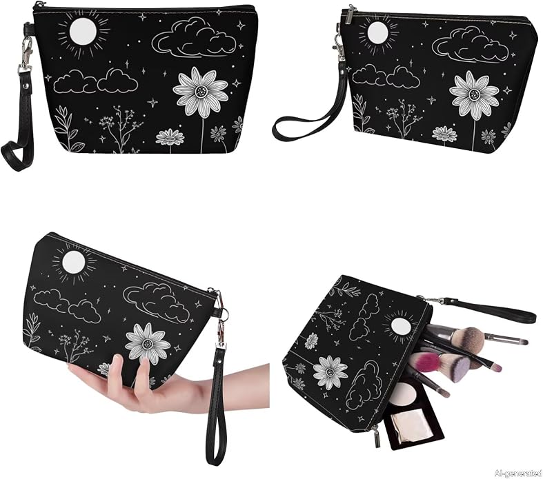 GIFTPUZZ Women Top Handle Bags Handbags with Zipper Leather Wallet Cash Card Phone Holder and Makeup Bag Set 3pcs - Image 7