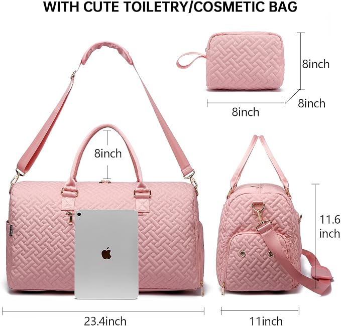 Duffle Bag for Travel, Weekender Bag with Shoe Compartment, Carry On Overnight Bag for Women with Toiletry Bag, Gym Bag with Wet Pocket, Hospital Bags for Labor and Delivery Beige - Image 2