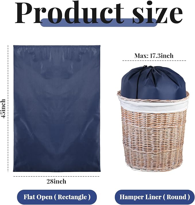 Woanger 12 Pack 28 x 45 Inch Extra Large Laundry Bags Bulk, Navy Blue | Washable Polyester, Drawstring Closure, For Clothes and Bedding, Foldable for College Dorms, Hotels, Camping and Travel - Image 2