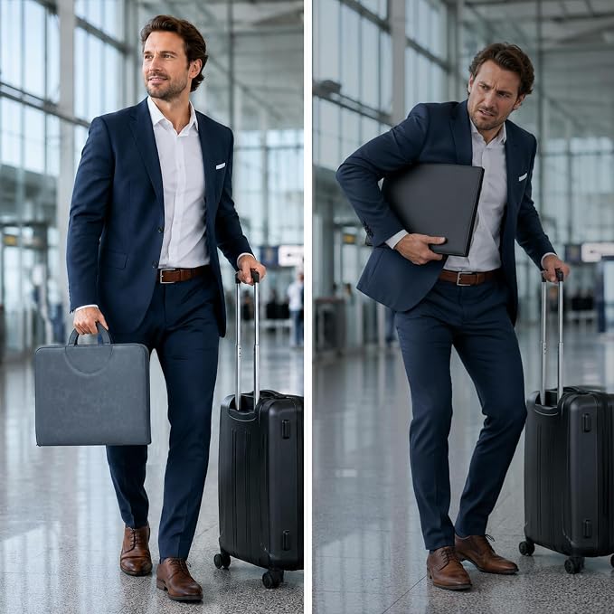 Portfolio Binder 3 Ring Includes Pen and 5 Dividers with 10 Pockets, Padfolio Organizer with Magnetic Handle for Men and Women, Includes A4 Notepad for Business, School, Work - Image 8