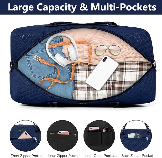 ITIEZY Weekender Bag for Women 21.5" Travel Duffel Large Carry On Bag 3PCS | Nylon Duffel Bag with Waterproof Shoe Compartment, Crossbody Bag and Toiletry Bag, Travel Weekend Hospital Overnight Gym Bag - Image 4